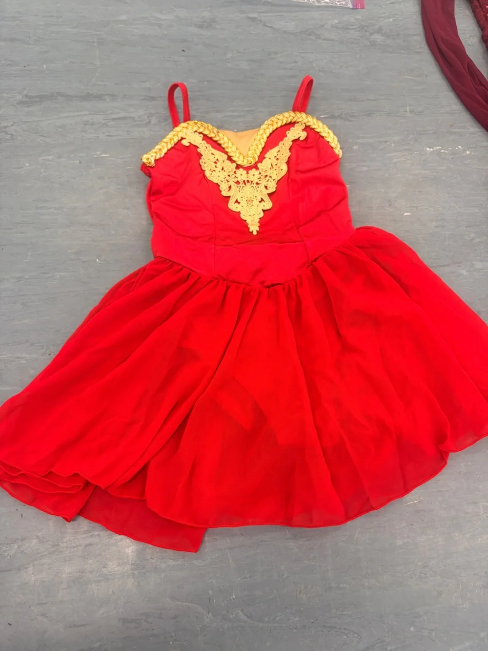 Girls Red and Gold Princess Costume Dance Dress